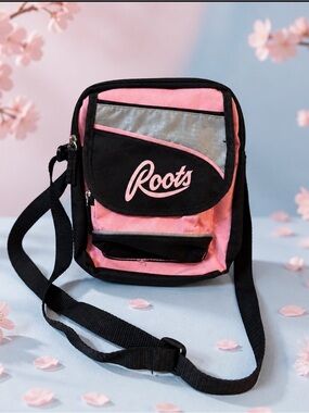 Roots Pink, Black and Silver Crossbody Bag